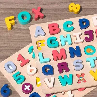 Toddlers Wooden Puzzle Montessori Baby Toys ABC Alphabet Num