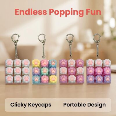 1PC Keyboard Fidget Toy, 9 Key Mini Sound Cat Paw Creamy Cli