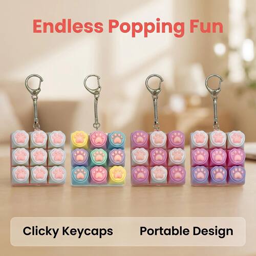 1PC Keyboard Fidget Toy, 9 Key Mini Sound Cat Paw Creamy Cli
