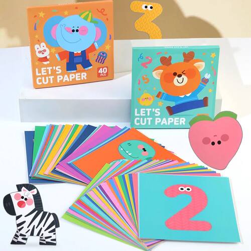 40 Pcs Children Cartoon DIY Colorful Paper Cutting Folding T