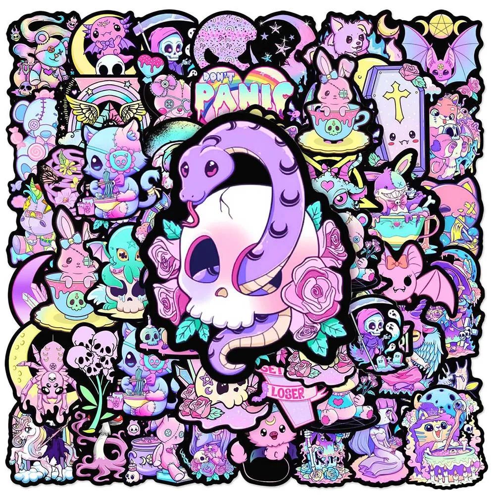 50pcs Cartoon Gothic Horror Stickers Pack Cute Halloween Ani