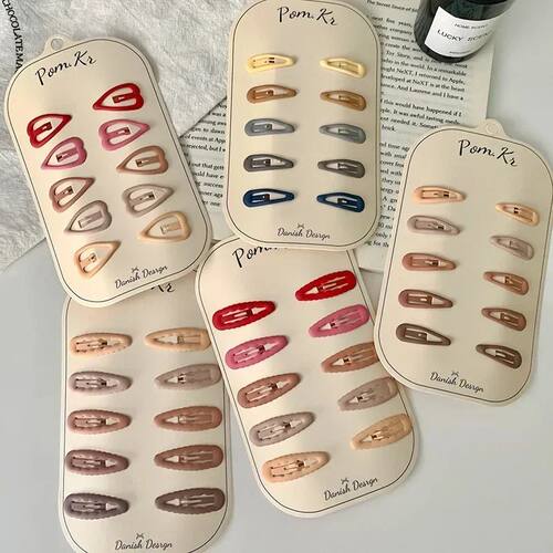 10Pcs/Set Colorful Hair Clips for Baby Girls Glitter Metal H