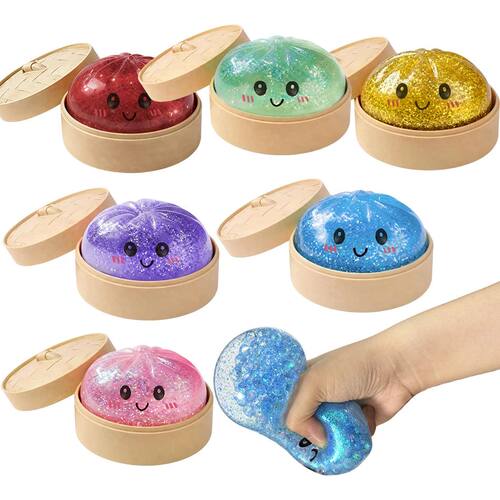 New Realistic Giant Dumpling Squeeze Toy with Bamboo Steamer