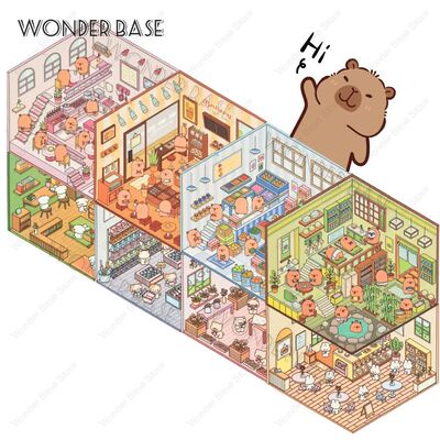 DIY Capybara Animal 3D Landscaping Stickers Miniature Scene