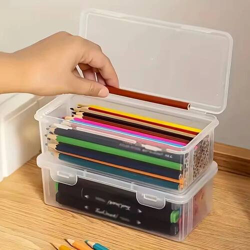 1/2/3/4pcs Clear Pencil Box Large Capacity Plastic Organizer