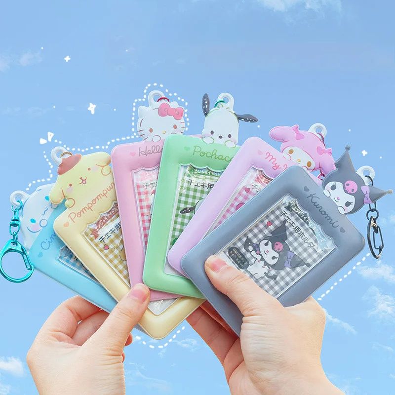 Kawaii Cartoon Hello Kitty Keychain My Melody Photo Card Kur