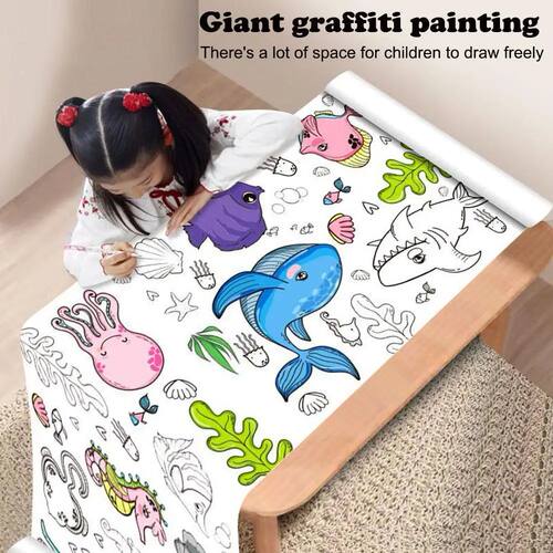Children's Drawing Roll Sticky Color Filling Paper Graffiti