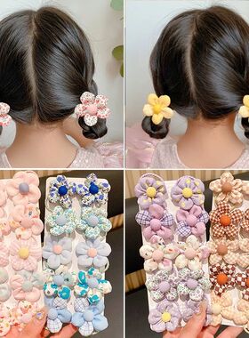 10Pcs/Set Baby Girl Cute Flower Hair Bands Kids Ponytail Hol