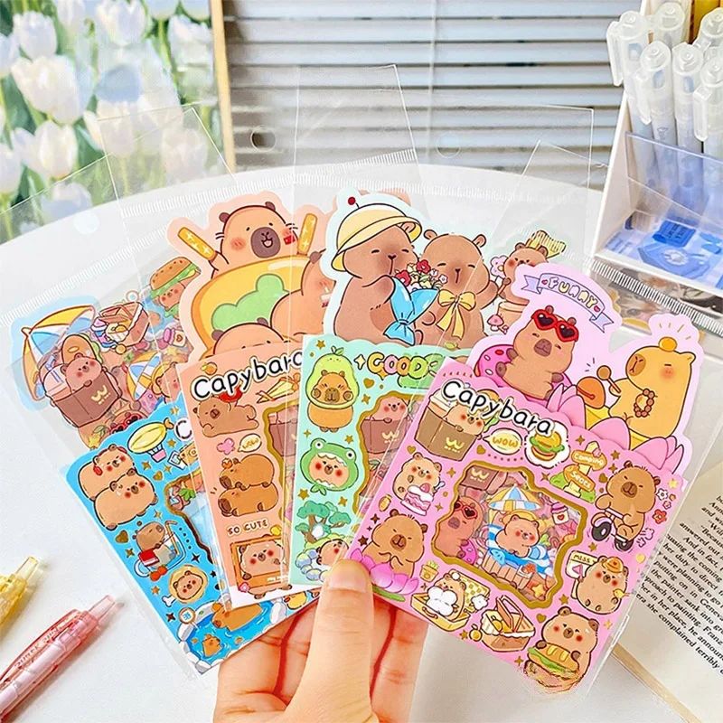 5pcs Cute Capybara Stickers Students Cup Stickers Kawaii DIY