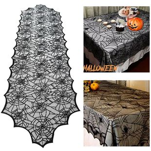 Skeleton Spider Web Tableclo Skull Decoration Halloween Lace