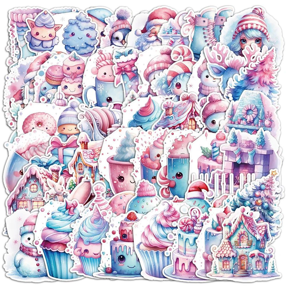 50pcs Cute Cartoon Christmas Aesthetic Stickers Decals Decor