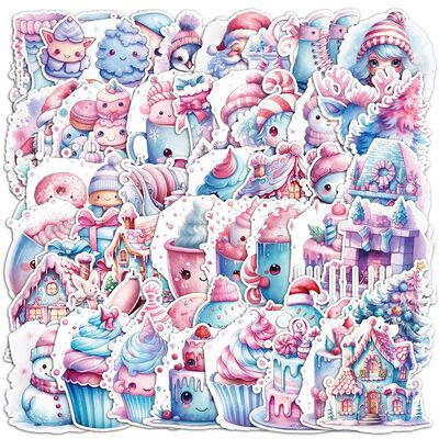 50pcs Cute Cartoon Christmas Aesthetic Stickers Decals Decor
