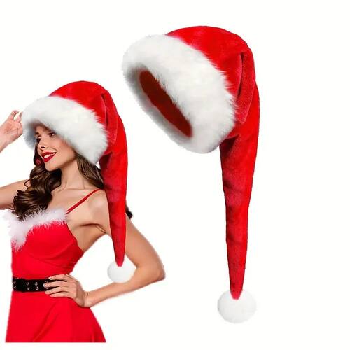 Long Plush Christmas Hat Velvet Cozy Long-Tai Plush Red Chri