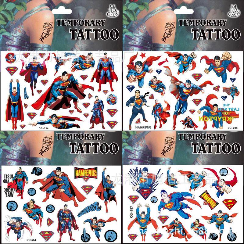 Superman Tattoo Stickers Waterproof Cute Birthday Party Supp