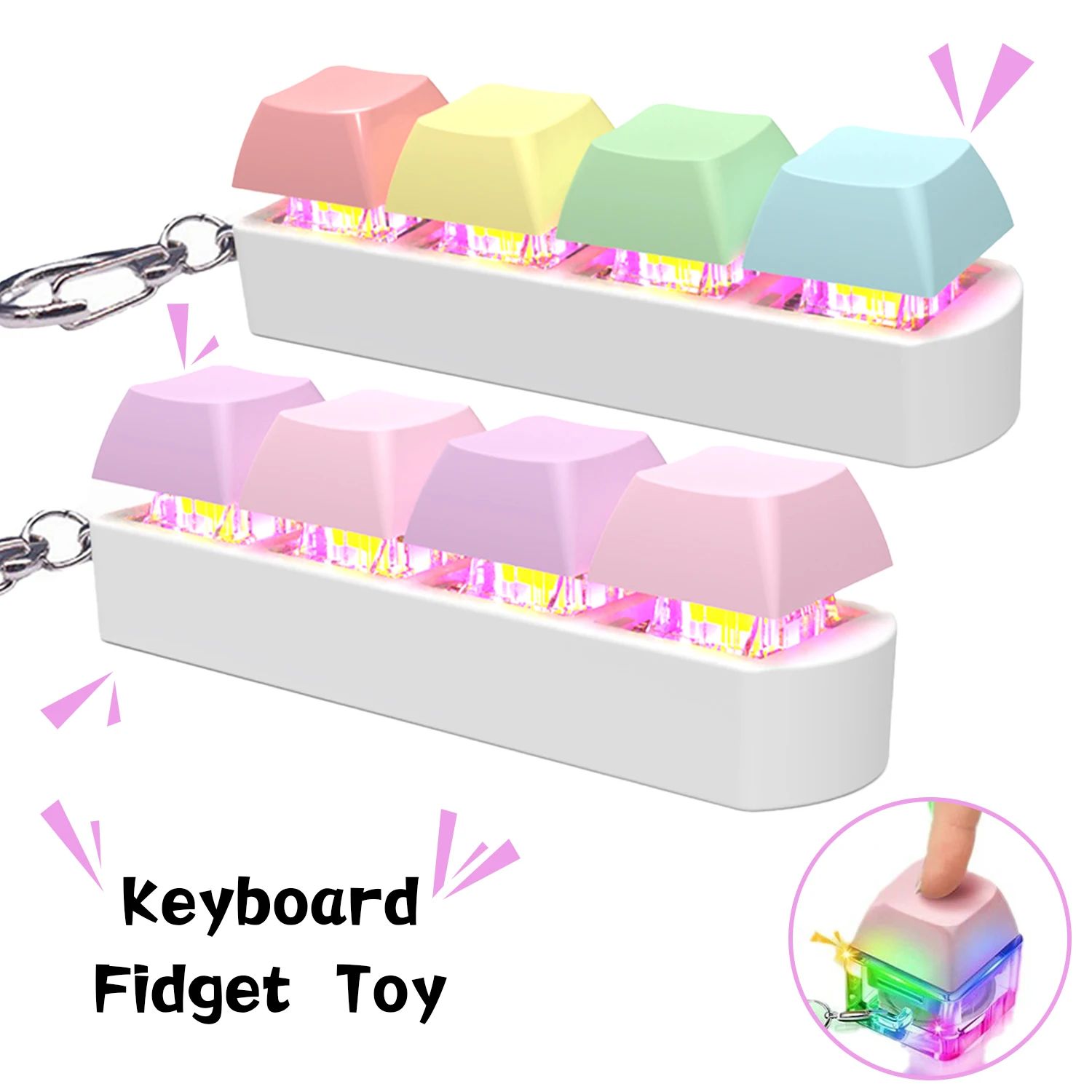 LED Keyboard Key Toy Sss Relief DIY Fidget Button Keycap Fid