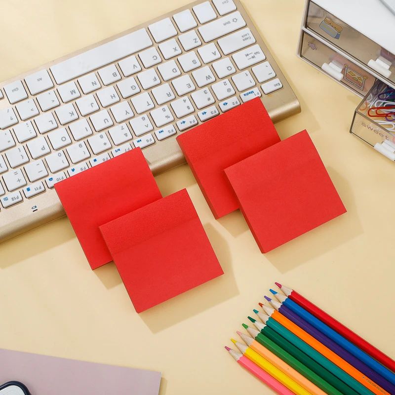 100sheet Red Sticky Notes Self-adhesive N-time sticker Memo