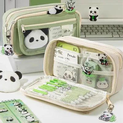 Panda Pencil Case Panda  Large Capacity Transparent Pen Bag