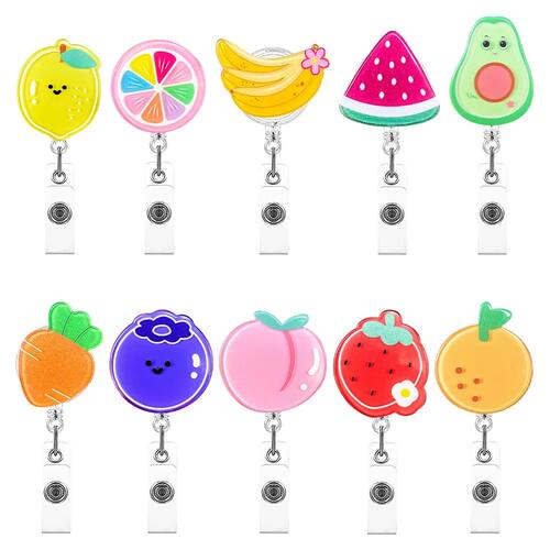 Cute Fruit Retractable Plastic Badge Holder Reel Student Nur