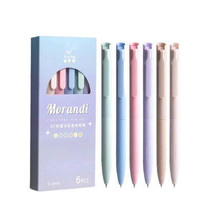 6Pcs Morandi Color Gel Pen Colorful Signing Pen Colored Ink