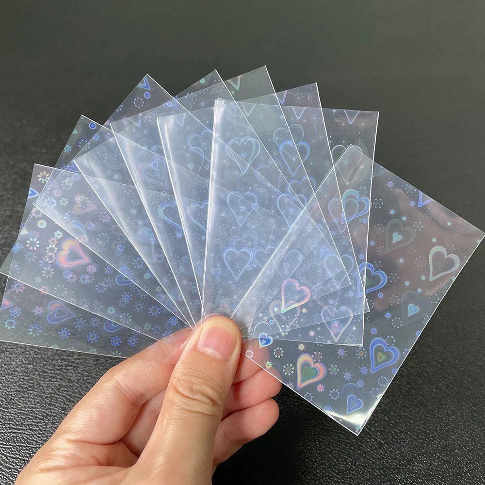 100pcs Board Game Card Sleeves Sweet Heart Foil Transparent