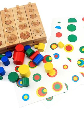 Baby Montessori Educational Wooden Toys Colorful Socket Cyli