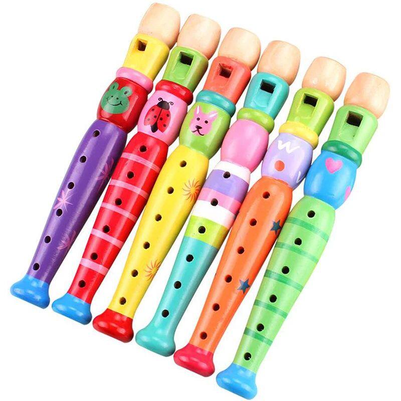 1Pc Wooden Cartoon Flute Children Clarinet 6-Hole Piccolo Ba