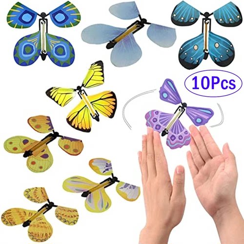 10Pcs Magic Flying Butterfly Fairy Flying Toys Wind Up Butte
