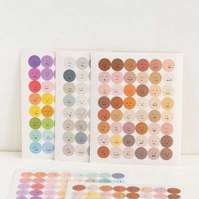 3pcs/set Stickers Cute Smile Face Diary DIY Decorative Stick