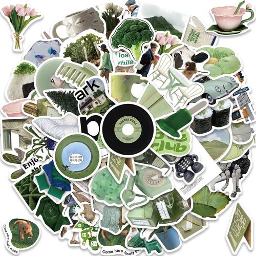 62PCS Ins Green Fresh Spring Simple Art Decoration DIY Noteb