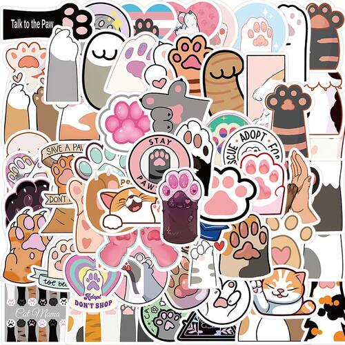 10/30/61PCS Cute Cat Paw PVC Sticker Aesthetic Children's De