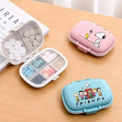 Snoopys Pills Organizer Case 8 Grids PillBox Candy Storage B