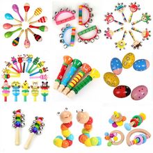 Baby Rattle Toys Wooden Rattle Sand Hamer Musical Toys Monte