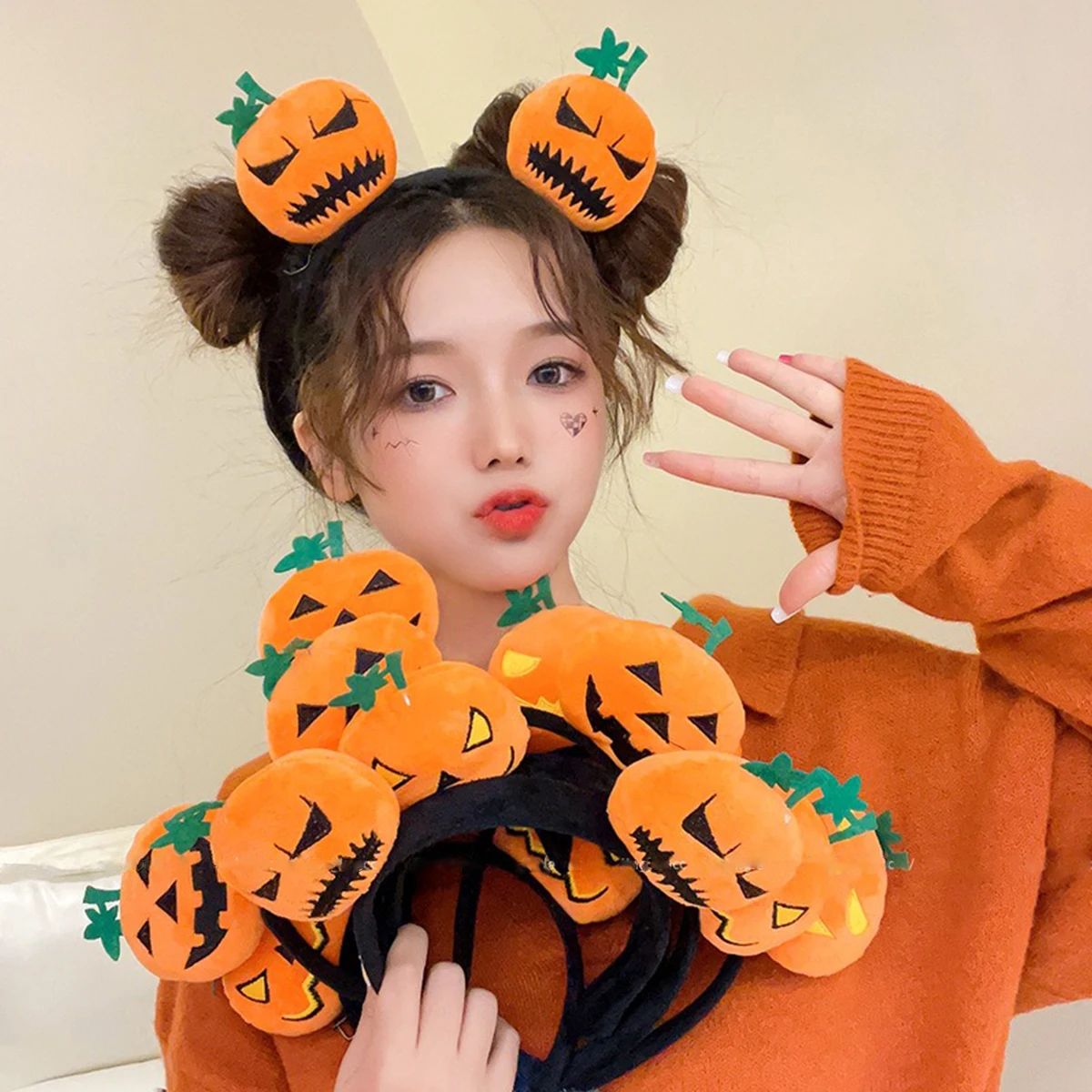 Funny Halloween Pumpkin Doll Headband Trick Or at Party Dres