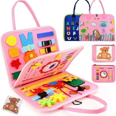 Montessori Kids Travel Toy Felt Activity Quiet Busy Board fo
