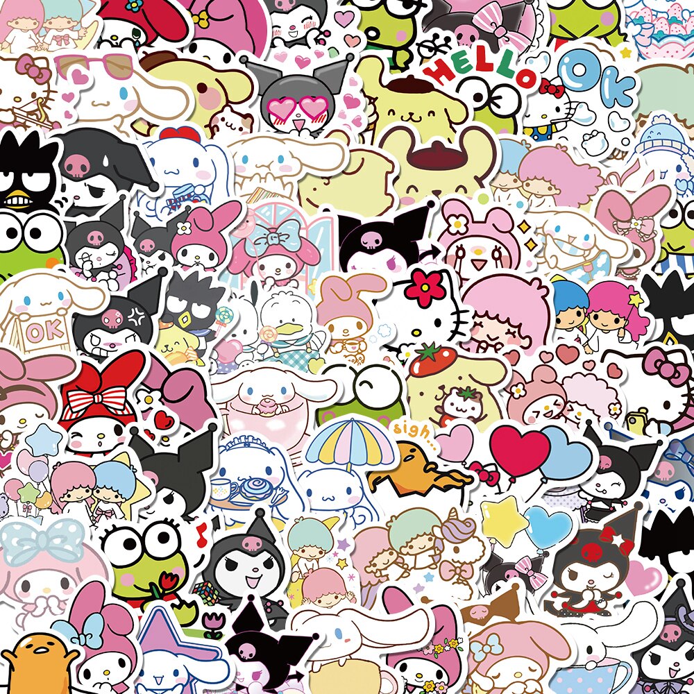 50/100pcs Mixed Cartoon Sanrio Stickers Cute  Cinnamoroll Ku