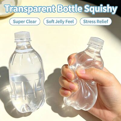 Transparent Water Bottle Squishy Toy Clear Jelly Squeeze Fid