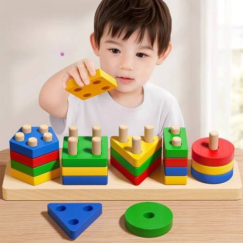 Montessori Wooden Sorting Stacking Toys Puzzle for Toddlers