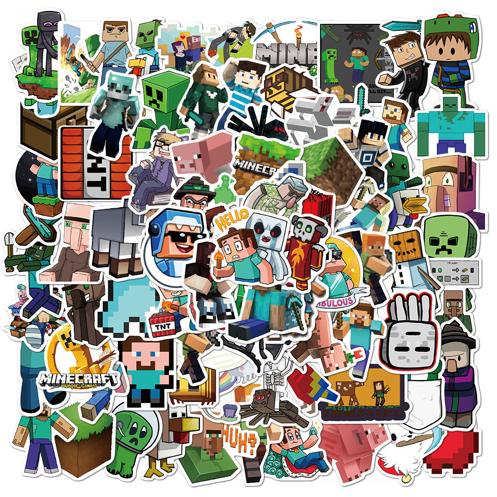 100pcs adventure game minecraft graffiti stickers mobile