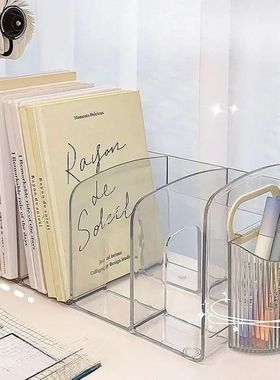 Convenient Clear Acrylic Bookends with Handle Desk Organizer