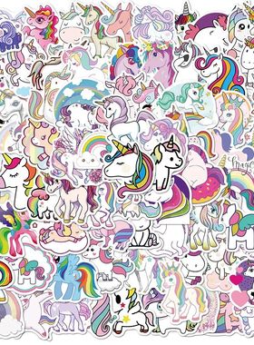 10/50/100pcs Cute Unicorns Rainbow Horse Cartoon Stickers Ph