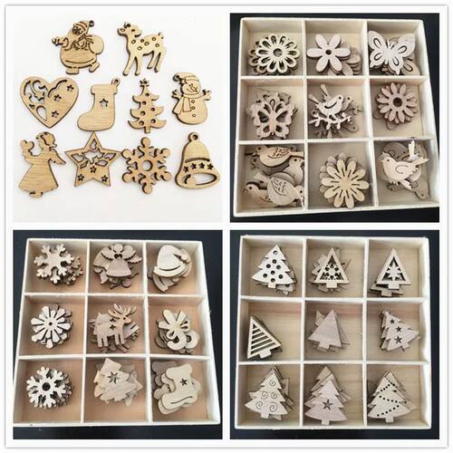 50Pcs Merry Christmas Wooden Baubles Tags Christmas e Decora