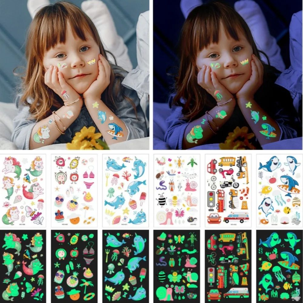 5/10Sheets Luminous Tattoo Anime Stickers Toy Children Body