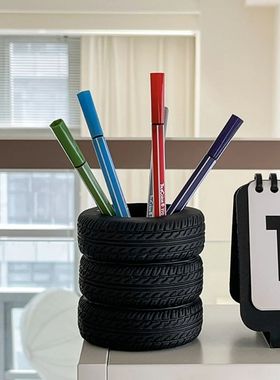 Creative Tire Shaped Pen Holder Office Pencil Holder Desk Or