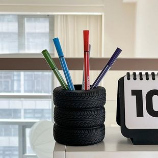 Creative Tire Shaped Pen Holder Office Pencil Holder Desk Or