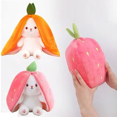 25cm Cute Strawberry Carrot Rabbit Plush Toy Stuffed Creativ