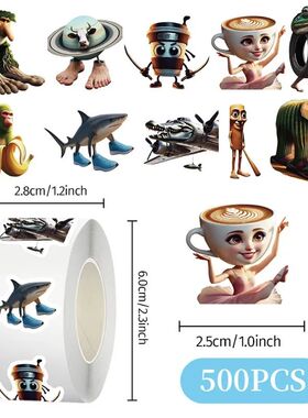 500PCS Italian Brainrot Creative Stickers Telala Funny Shark