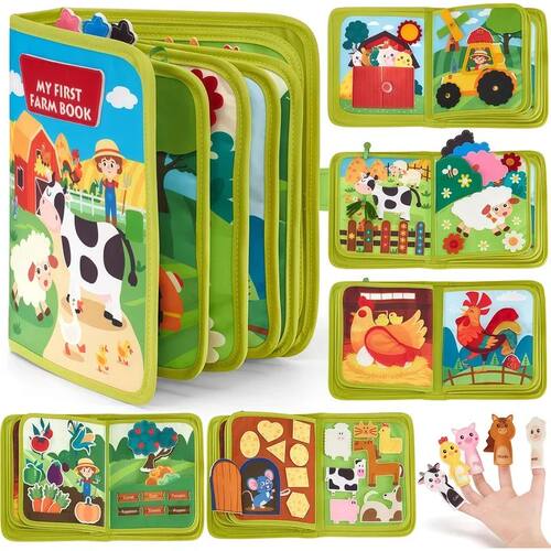 Montessori Quiet Book - Farm Animal Activity Toy with Storyt