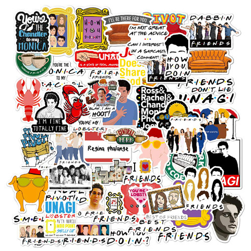 50PCS Friends TV Show Cartoon Stickers Car Bike Travel Lugga