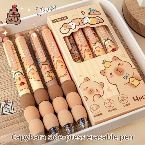 4Pcs/Box Kawaii Capybara Soft Sponge Pen Grip Side Press Era