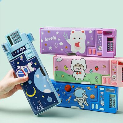 Cartoon Stationery Organizer Box Plastic Pencil Case Unicorn
